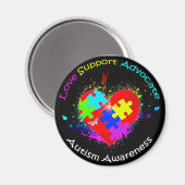 Autism Puzzle on Heart Magneet (Voorkant / Achterkant)