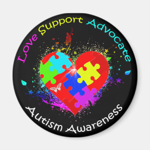Autism Puzzle on Heart Magneet