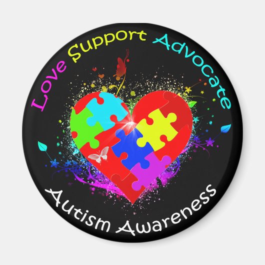 Autism Puzzle on Heart Magneet (Voorkant)