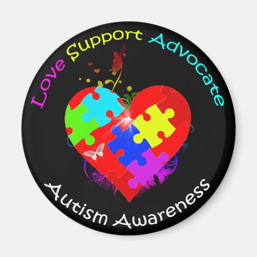 Autism Puzzle on Heart Magneet (Voorkant)