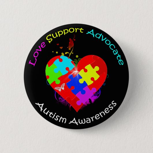 Autism Puzzle on Heart Ronde Button 5,7 Cm (Voorkant)