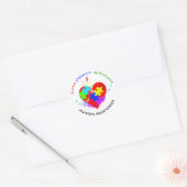 Autism Puzzle on Heart Ronde Sticker (Envelop)