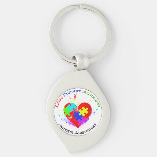 Autism Puzzle on Heart Sleutelhanger (Voorkant)