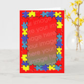 Autism Puzzle Photo Lijst Wenskaart Kaart (Gele Bloem)