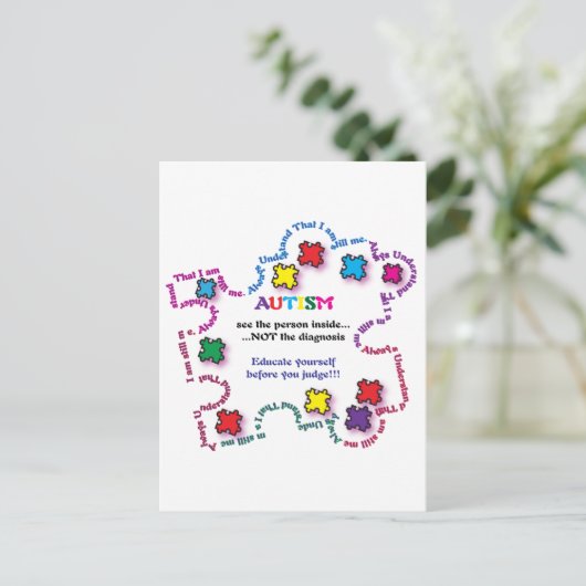 Autism Puzzle Piece Briefkaart (Staand voorkant)