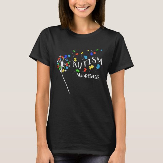 Autism Puzzle Piece Dandelion Autism Awareness Mon T-shirt (Voorkant)