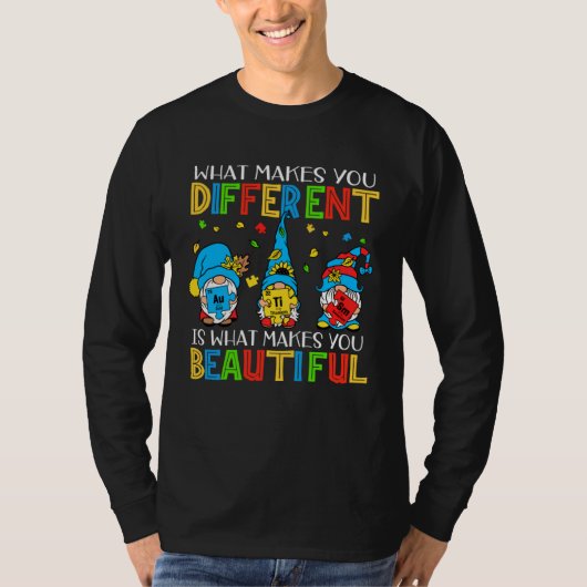 Autism Puzzle Piece Gnomes Different Beautiful Au T-shirt (Voorkant)