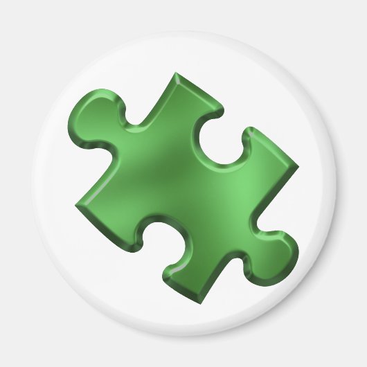 Autism Puzzle Piece Green Magneet (Voorkant)