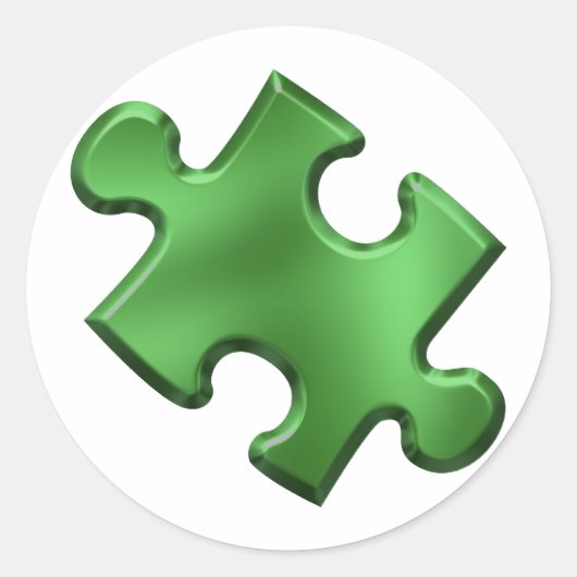 Autism Puzzle Piece Green Ronde Sticker (Voorkant)