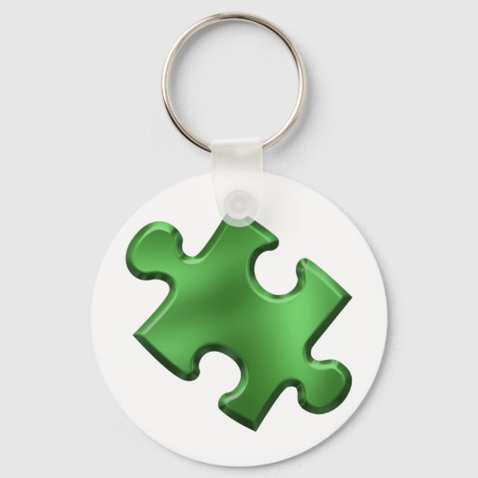 Autism Puzzle Piece Green Sleutelhanger (Voorkant)