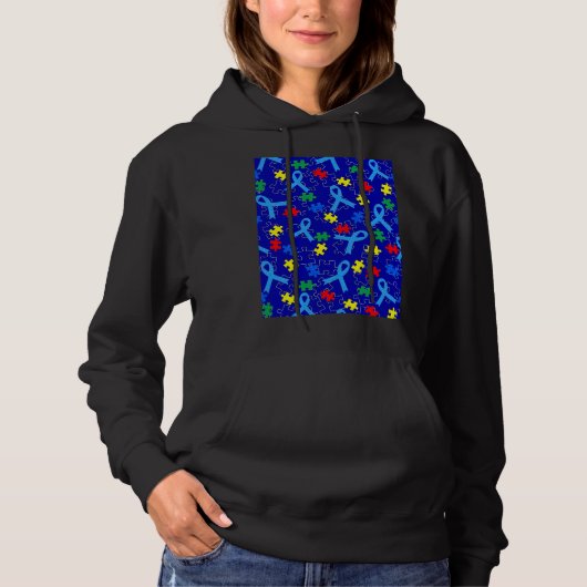 Autism Puzzle Piece Ribbon Hoodie (Voorkant)