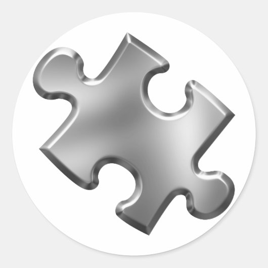 Autism Puzzle Piece Silver Ronde Sticker (Voorkant)