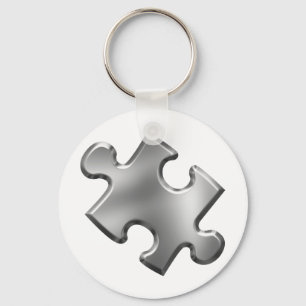 Autism Puzzle Piece Silver Sleutelhanger