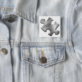 Autism Puzzle Piece Silver Vierkante Button 5,1 Cm (In situ)