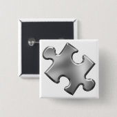 Autism Puzzle Piece Silver Vierkante Button 5,1 Cm (Voorkant /achterkant)