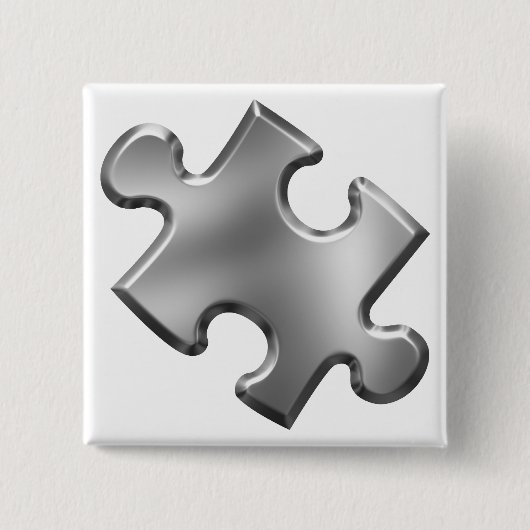 Autism Puzzle Piece Silver Vierkante Button 5,1 Cm (Voorkant)