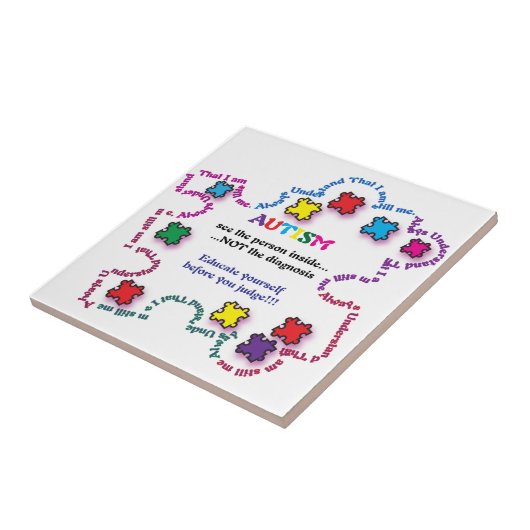 Autism Puzzle Piece Tegeltje (Zijkant)