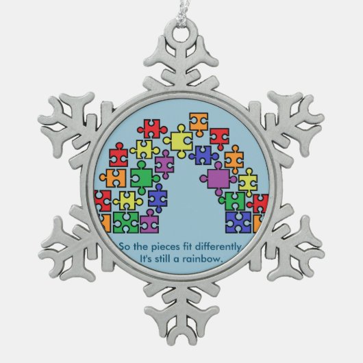 Autism Puzzle Rainbow Snowflake Ornament (Voorkant)