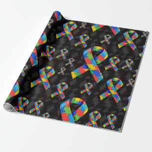 Autism Puzzle Ribbon Cadeaupapier