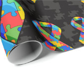 Autism Puzzle Ribbon Cadeaupapier (Rol Hoek)