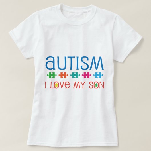 Autism Puzzle Ribbon I Love My Son T-shirt (Design voorkant)