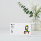 Autism Puzzle Ribbon Stylish Visitekaartje (Staand voorkant)