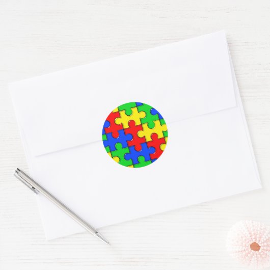 Autism Puzzle Ronde Sticker (Envelop)