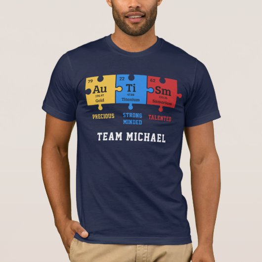 Autism Puzzles Chemistry Geek Persoonlijk Team T-shirt (Voorkant)