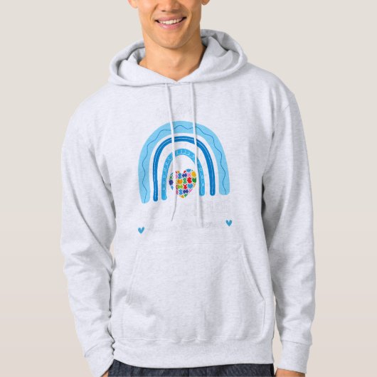 Autism Rainbow In april Draag we Blue Autism Aware Hoodie (Voorkant)