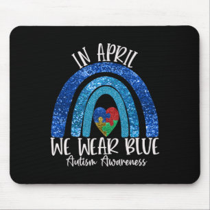 Autism Rainbow In April We Wear Blue Autism Awaren Muismat