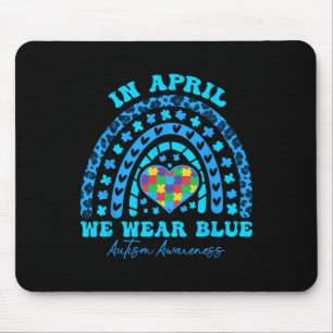 Autism Rainbow In April We Wear Blue Autism Awaren Muismat