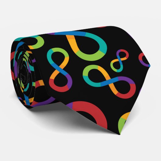 Autism Rainbow Infinity Neurodiversity Stropdas (Opgerold)
