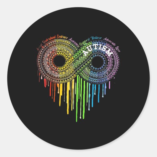 Autism Rainbow Infinity Symbol Aswareness Ronde Sticker (Voorkant)