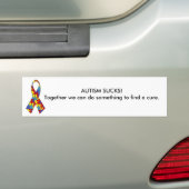 autism_ribbon, AUTISM SUCKS!Samen kunnen we ... Bumpersticker (Op auto)