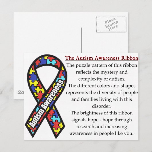 Autism Ribbon betekenis Briefkaart (Voorkant / Achterkant)