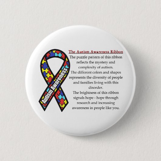 Autism Ribbon betekenis Ronde Button 5,7 Cm (Voorkant)