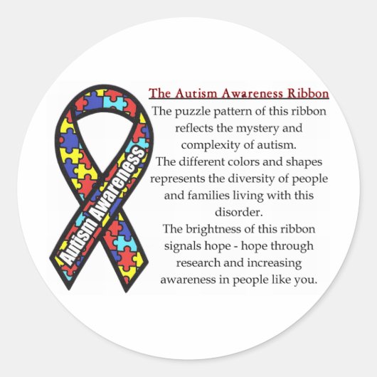 Autism Ribbon betekenis Ronde Sticker (Voorkant)