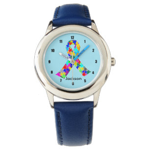 Autism Ribbon Blue Custom Kinder Horloge