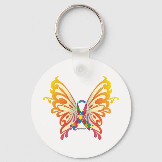 Autism Ribbon Butterfly Sleutelhanger (Voorkant)