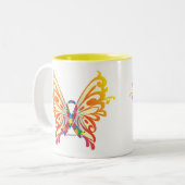 Autism Ribbon Butterfly Tweekleurige Koffiemok (Voorkant links)