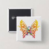 Autism Ribbon Butterfly Vierkante Button 5,1 Cm (Voorkant /achterkant)