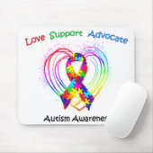 Autism Ribbon op hart Muismat (Met muis)