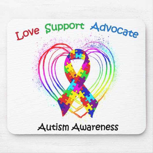 Autism Ribbon op hart Muismat (Voorkant)