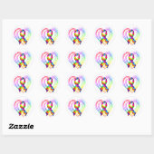 Autism Ribbon op hart: Ronde Sticker (Vel)