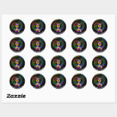 Autism Ribbon op hart: Ronde Sticker (Vel)