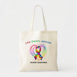 Autism Ribbon op hart Tote Bag