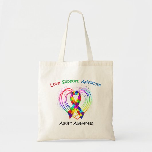 Autism Ribbon op hart Tote Bag (Voorkant)