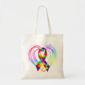 Autism Ribbon op hart: Tote Bag (Voorkant)