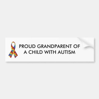 autism_ribbon, PROUD GRANDPARENT VAN EEN KIND WIT. Bumpersticker