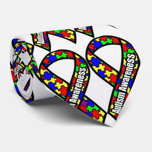 Autism Ribbon stropdas (Opgerold)